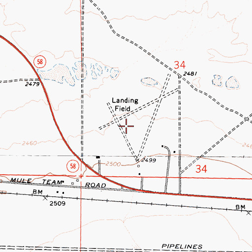 Topographic Map of Boron Airstrip, CA