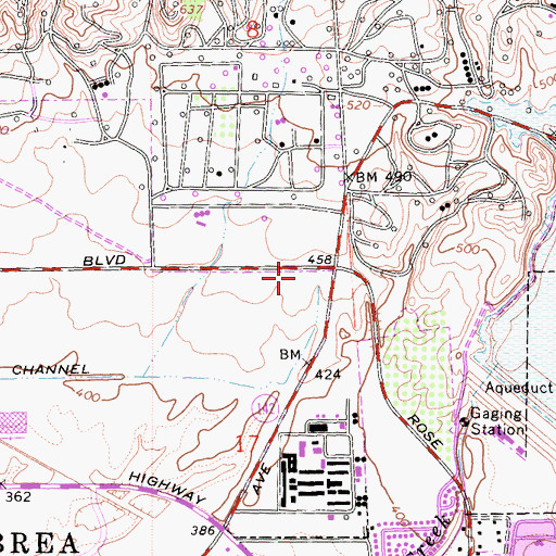 Topographic Map of Security Brea Heliport, CA