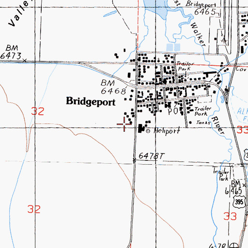 Topographic Map of Mono General Hospital Heliport, CA