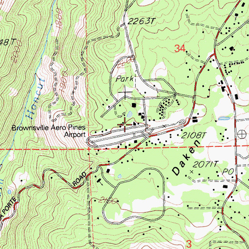 Topographic Map of Brownsville Airport, CA