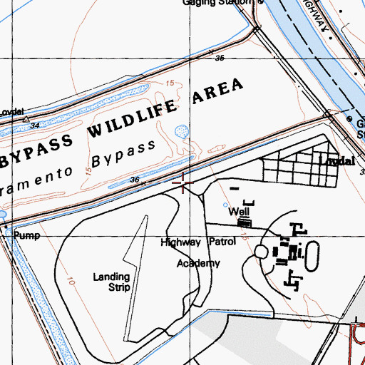 Topographic Map of CHP Academy Airport, CA