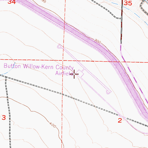 Topographic Map of Elk Hills-Buttonwillow Airport, CA