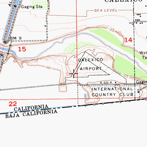 Topographic Map of Calexico International Airport, CA