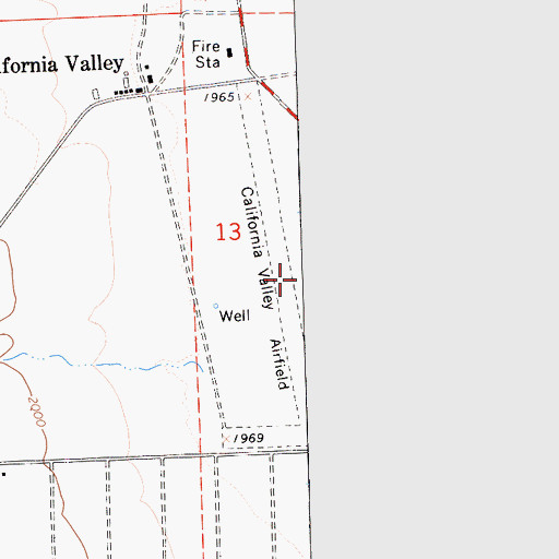 Topographic Map of California Valley Airport (historical), CA
