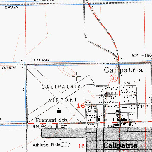 Topographic Map of Cliff Hatfield Memorial Airport, CA