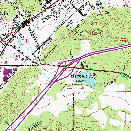Topographic Map of Interchange 154, AL
