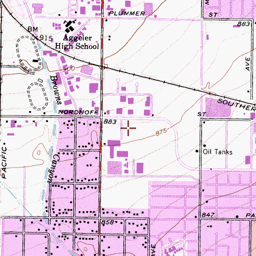 Topographic Map of RI AI Canoga Park G/L Helistop, CA