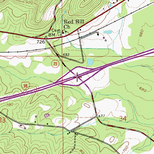 Topographic Map of Interchange 156, AL