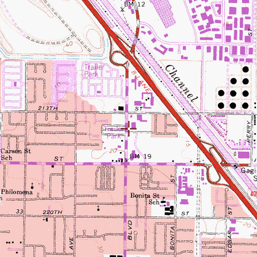 Topographic Map of Carson Sheriff Station Heliport, CA