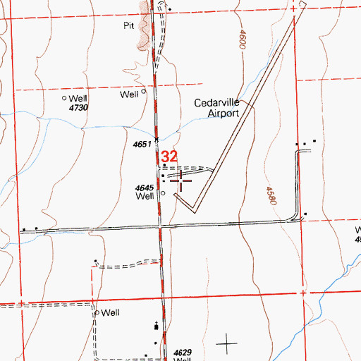 Topographic Map of Cedarville Airport, CA