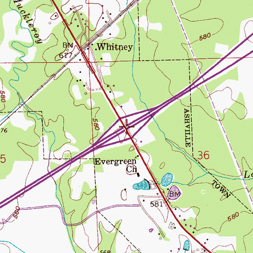 Topographic Map of Interchange 166, AL