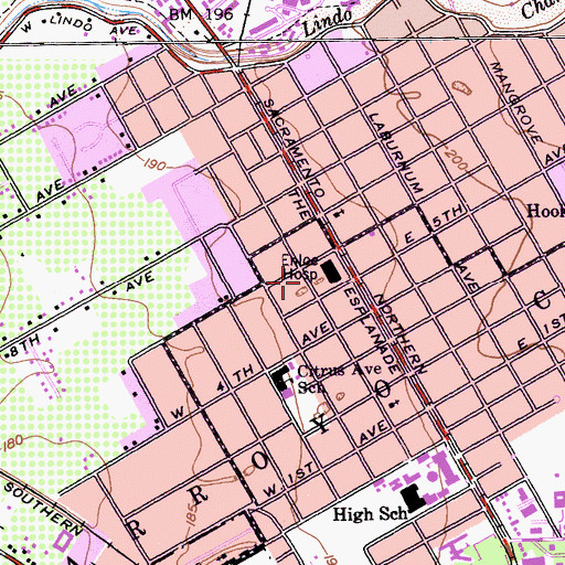Topographic Map of Enloe Hospital Heliport, CA