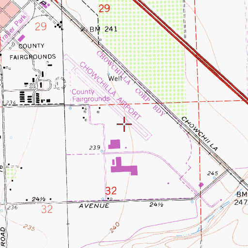 Topographic Map of Chowchilla Airport, CA