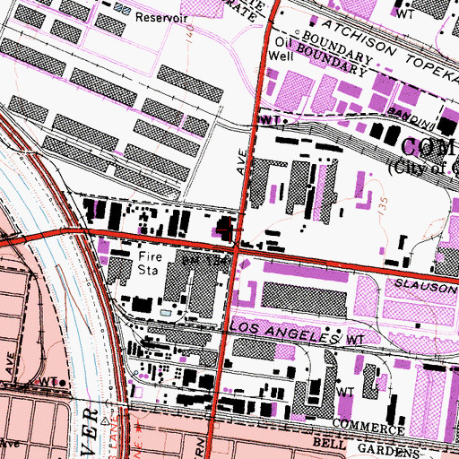 Topographic Map of Commerce Business Park Heliport, CA