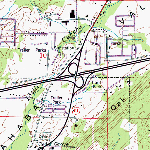 Topographic Map of Interchange 144, AL