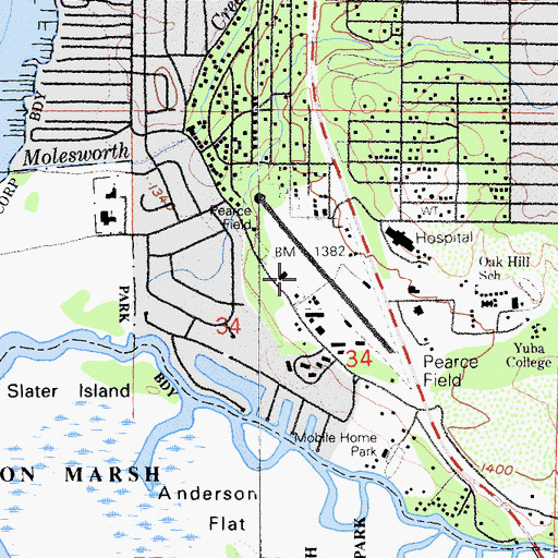 Topographic Map of Pearce Field (historical), CA