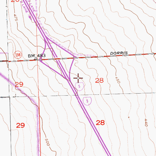 Topographic Map of Harris Ranch Airport, CA