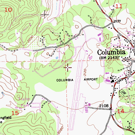 Topographic Map of Columbia Heliport, CA