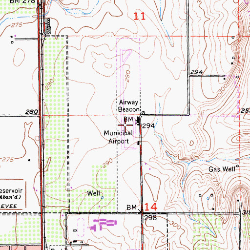 Topographic Map of Corning Municipal Airport, CA