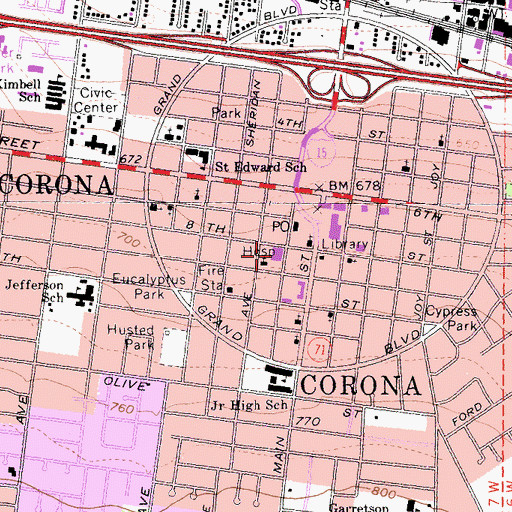 Topographic Map of Corona Regional Medical Center Heliport, CA