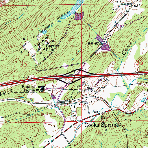 Topographic Map of Interchange 152, AL