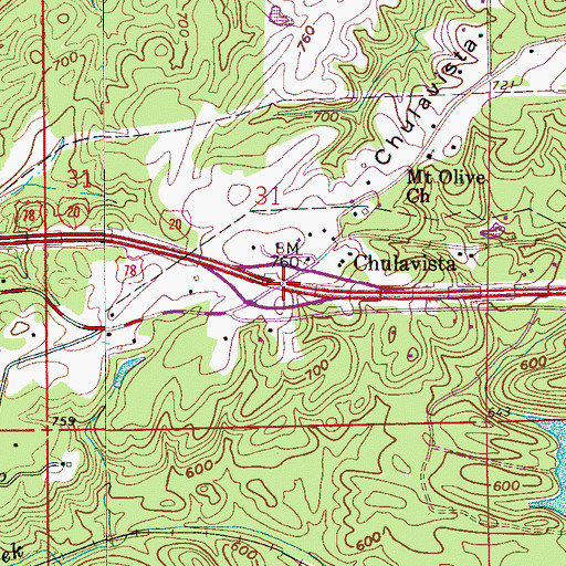 Topographic Map of Interchange 153, AL