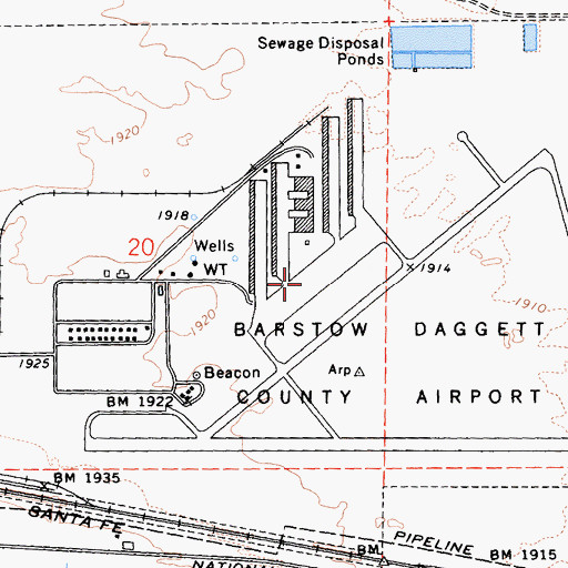 Topographic Map of Barstow-Daggett Airport, CA