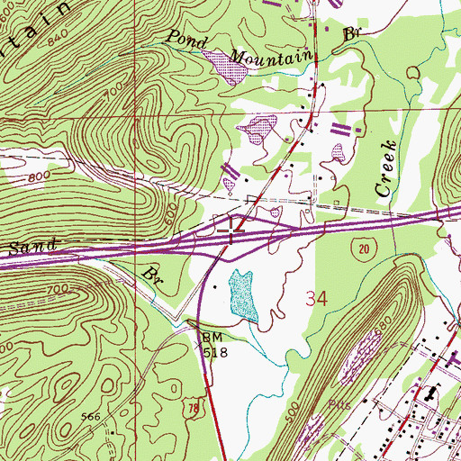 Topographic Map of Interchange 156, AL