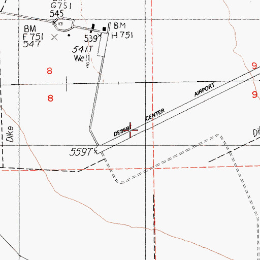 Topographic Map of Desert Center Airport, CA
