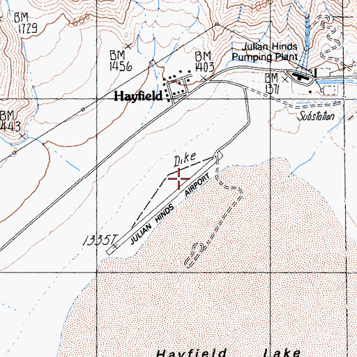 Topographic Map of Julian Hinds Pump Plant Airstrip, CA
