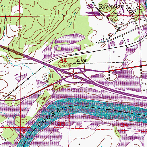 Topographic Map of Interchange 162, AL