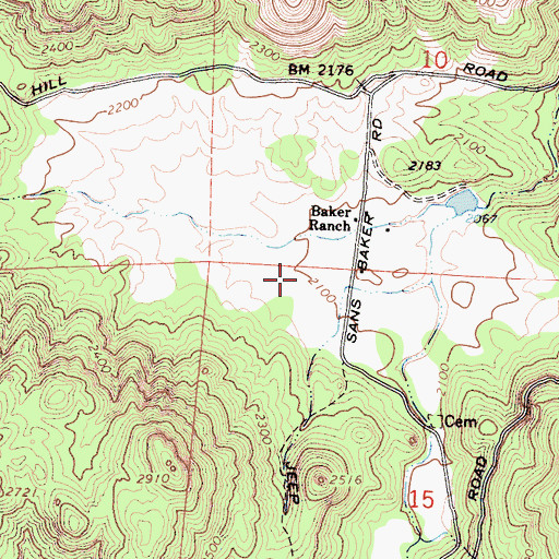 Topographic Map of Baker & Hall Airport, CA