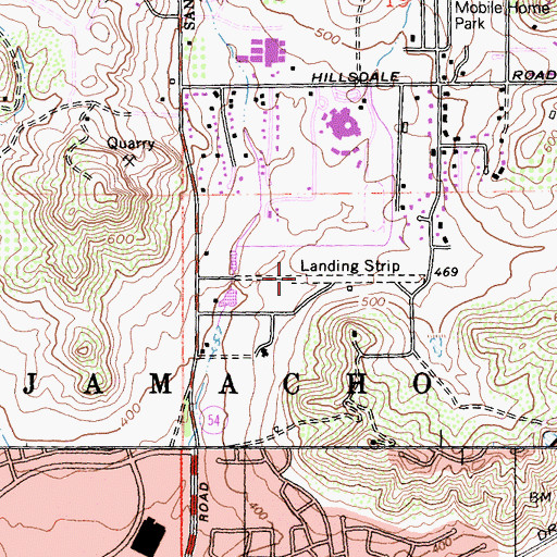 Topographic Map of Lamps Airport (historical), CA