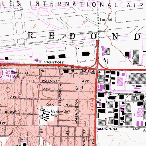 Topographic Map of Hughes Space and Communications Heliport, CA