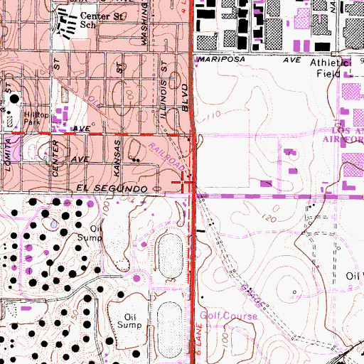 Topographic Map of Airport Towers Number 1 Heliport, CA