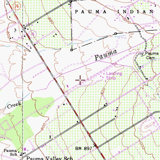 Topographic Map of Lyall Airport, CA