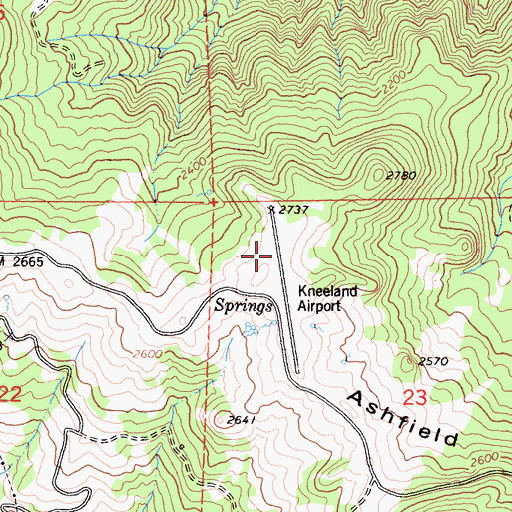 Topographic Map of Kneeland Airport, CA