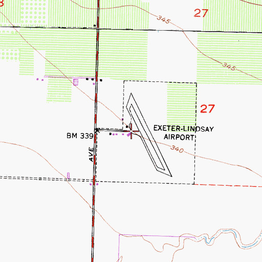 Topographic Map of Exeter Airport, CA