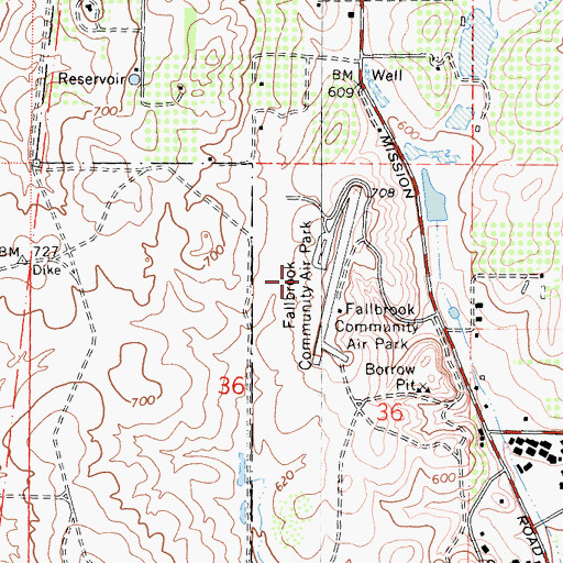Topographic Map of Fallbrook Community Airpark, CA