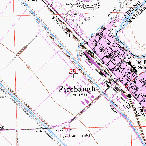 Topographic Map of Firebaugh Airport, CA