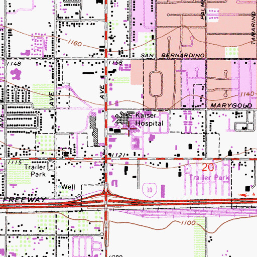 Topographic Map of Kaiser Hospital Heliport, CA