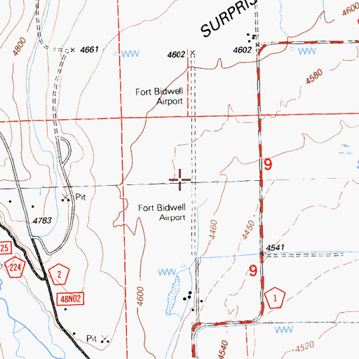 Topographic Map of Fort Bidwell Airport, CA