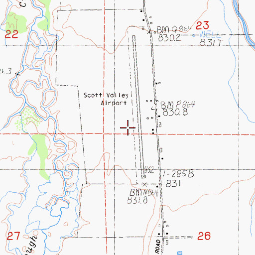 Topographic Map of Scott Valley Airport, CA