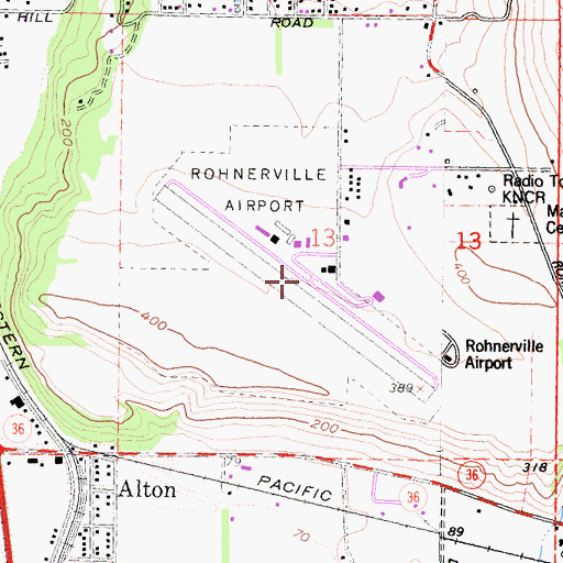 Topographic Map of Rohnerville Airport, CA