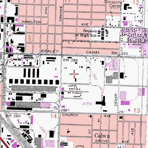 Topographic Map of PG and E-Fresno Service Center Heliport, CA