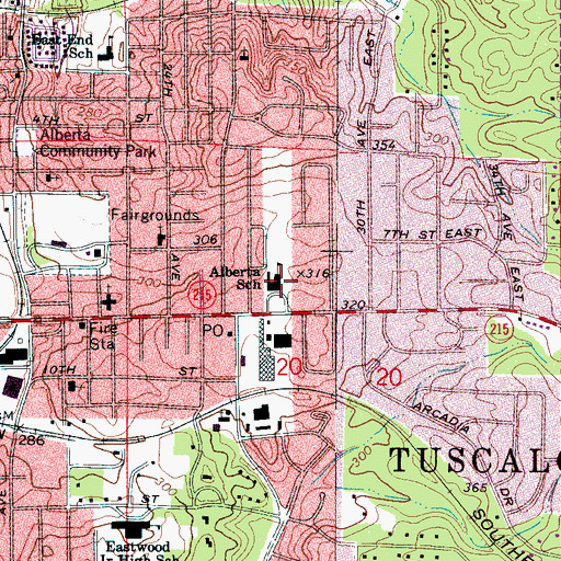Topographic Map of Alberta Elementary School, AL