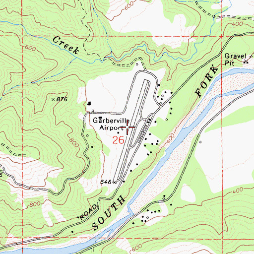 Topographic Map of Garberville Airport, CA