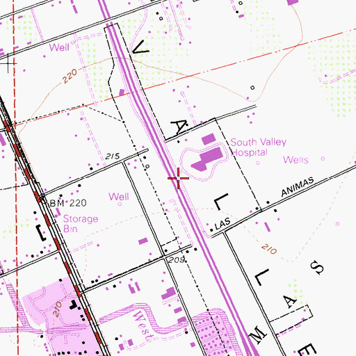 Topographic Map of South Valley Hospital Heliport, CA
