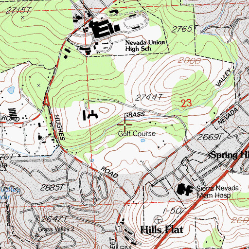 Topographic Map of Shaws Hill Heliport, CA