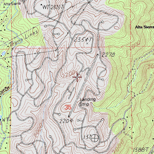 Topographic Map of Alta Sierra Airport, CA